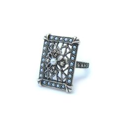 Vintage looking Marcasite and Seed Pearl Rectangle Ring Vintage looking Marcasite and Seed Pearl Rectangle Ring